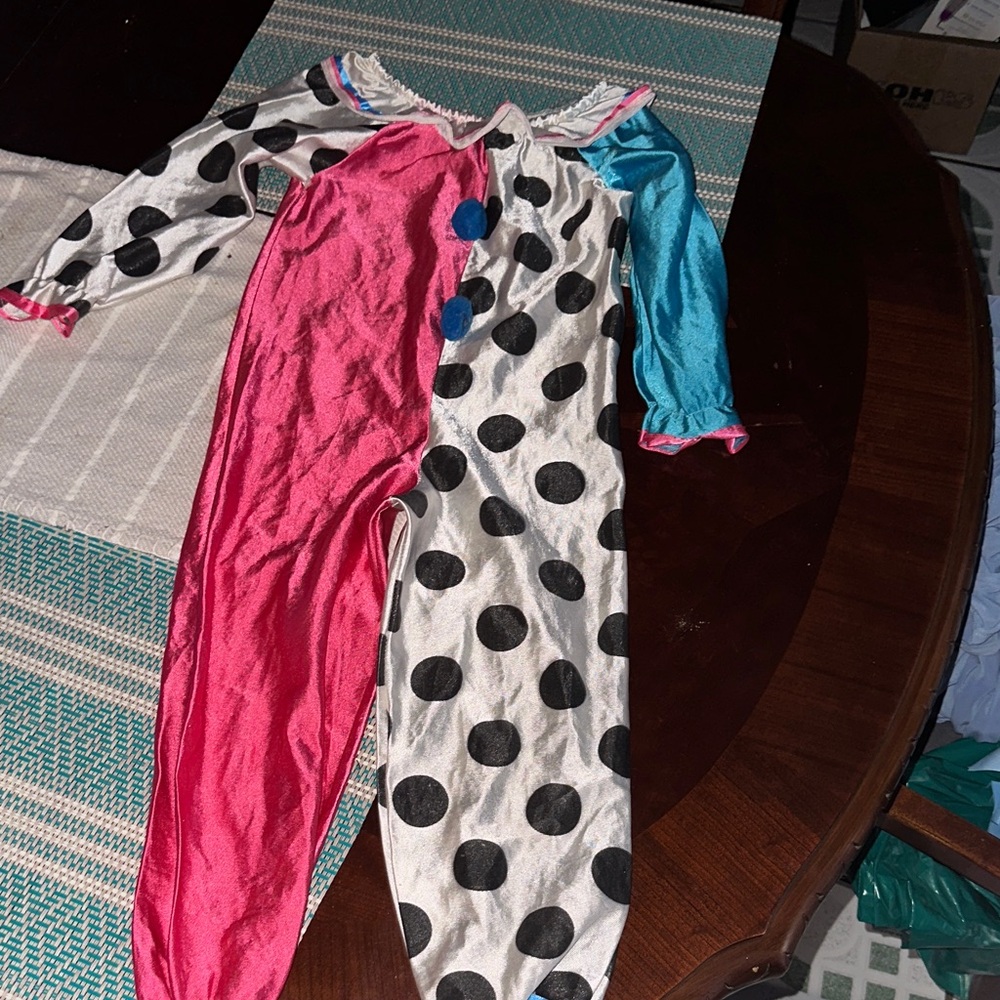 Kids Polka Dot Clown Costume - Pink, Blue, and White